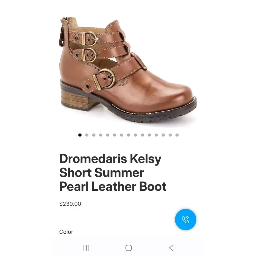 Dromedaries Kelsy Short Summer Pearl Leather Boot Taupe 38 - US 7.5/8